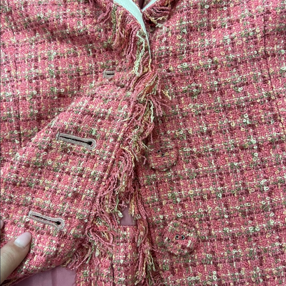 Arden B Pink Tweed Blazer with Flower Accent - Picture 4 of 5